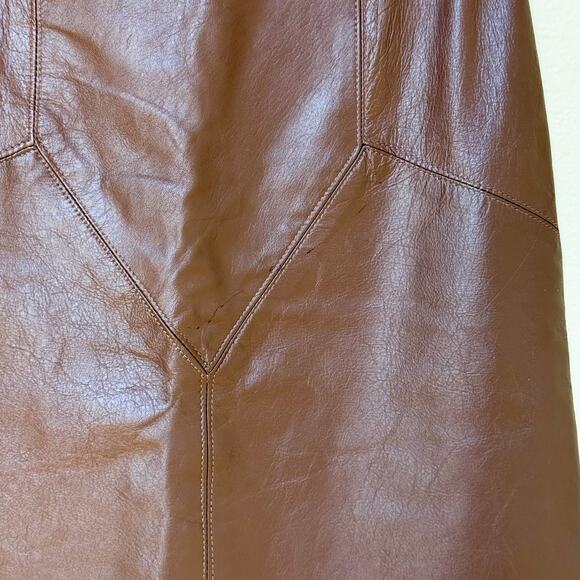 VTG Lela Leather Skirt sz 7/8 Modern 4 S Brown Western Festival Concert Pencil - Picture 4 of 10